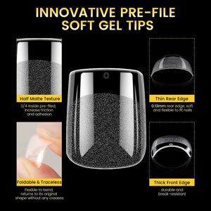 288pcs XS Square Pre-File Nail Tips 12 Different Sizes Nail Tips No Brand