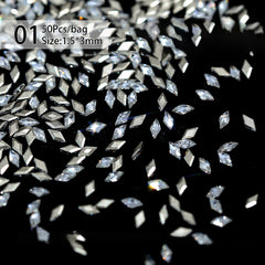 50pcs White Rhombus Rhinestones #01
