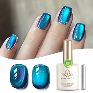Glass Cat Magnetic Gel MY83 Sea Blue 15ml HEMA/TPO FREE Gel Nail Polish BORN PRETTY