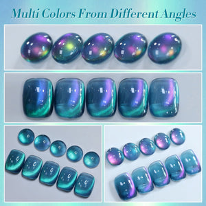 Glass Cat Magnetic Gel MY83 Sea Blue 15ml HEMA/TPO FREE Gel Nail Polish BORN PRETTY