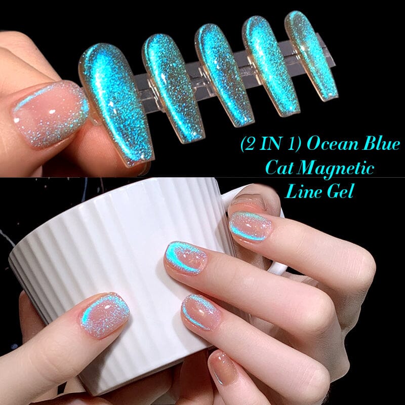 Ocean Blue Cat Magnetic Line Gel 5ml Gel Nail Polish LILYCUTE