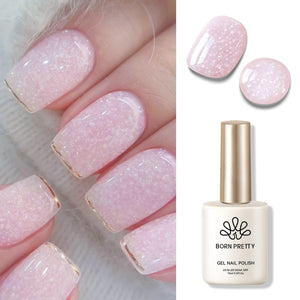 Pink Snow Glitter Jelly Gel Polish 15ml Gel Nail Polish BORN PRETTY