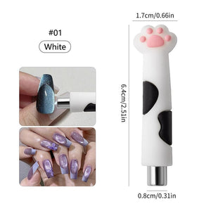 Cylindrical Magnetic Stick Cute Cat Paw Handle White Tools & Accessories No Brand