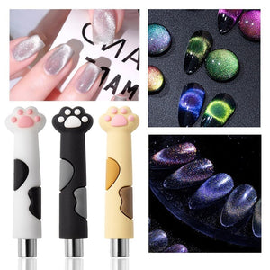 Cylindrical Magnetic Stick Cute Cat Paw Handle White Tools & Accessories No Brand