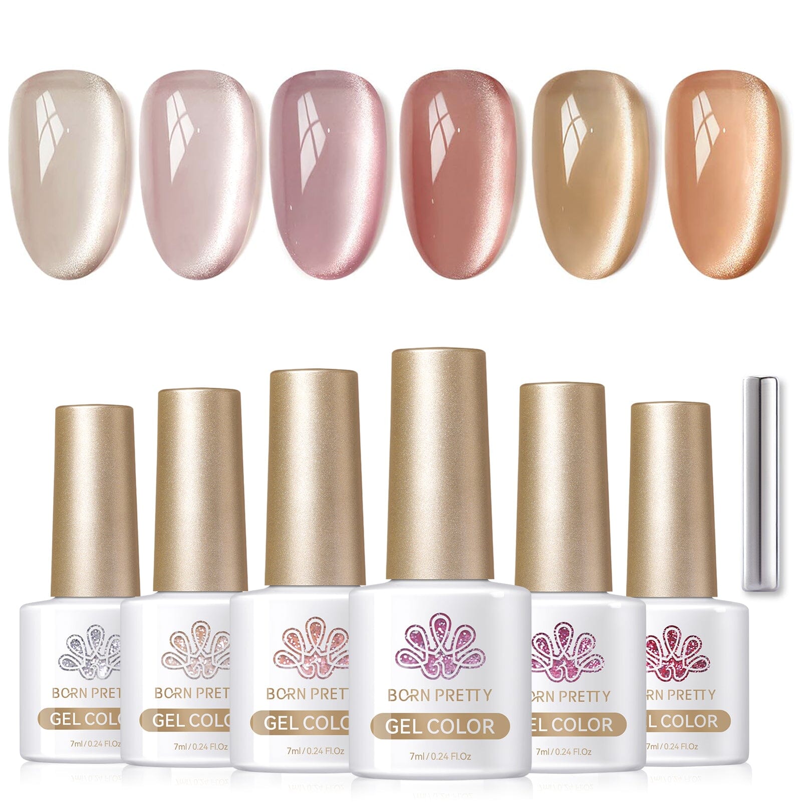6 Colors Moonlight Cat Magnetic Gel 7ml with Magnetic Stick Gel Nail Polish BORN PRETTY