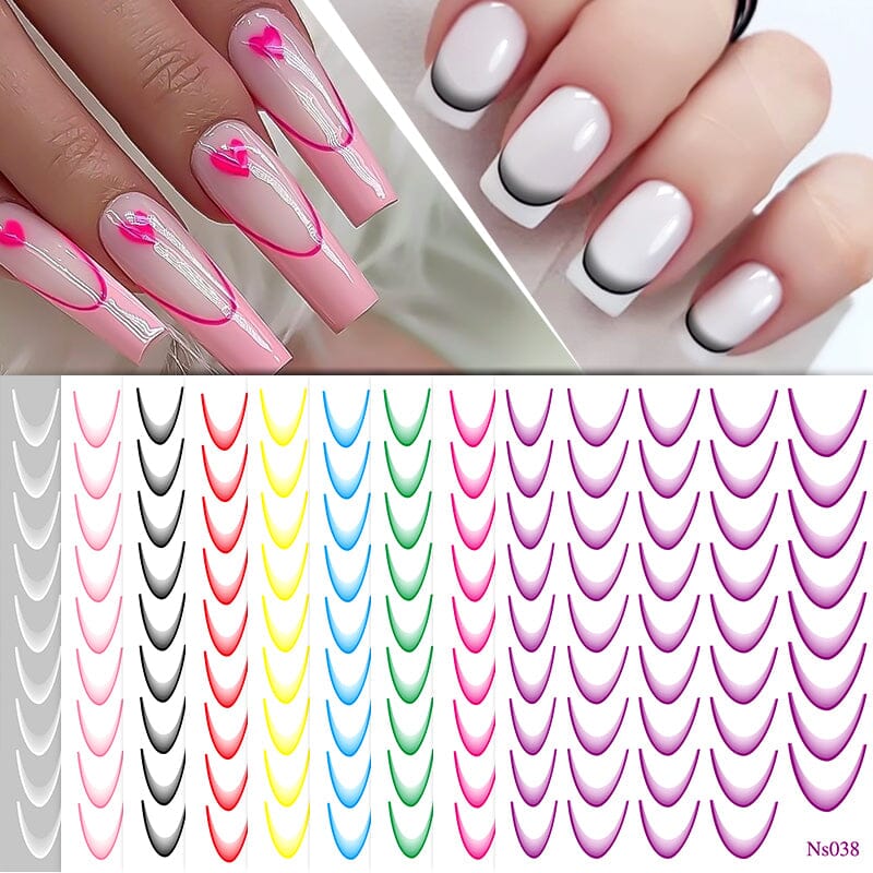 3D Gradient French Line Nail Stickers Nail Sticker No Brand