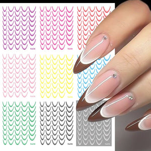 3D Gradient French Line Nail Stickers Nail Sticker No Brand