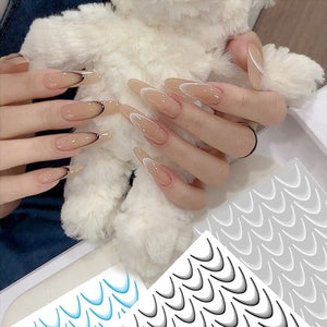 Black 3D Gradient French Line Nail Stickers Ns038 Nail Sticker No Brand