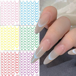 3D Gradient French Line Nail Stickers Nail Sticker No Brand