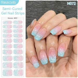 20 Tips Semi-Cured Gel Nail Strips N061-N078 Nail Sticker Harunouta N072