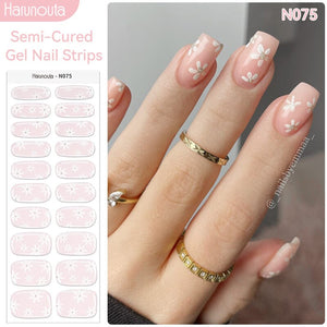 20 Tips Semi-Cured Gel Nail Strips N061-N078 Nail Sticker Harunouta N075