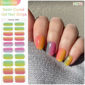 20 Tips Semi-Cured Gel Nail Strips N061-N078 Nail Sticker Harunouta N078