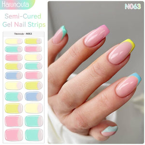 20 Tips Semi-Cured Gel Nail Strips N061-N078 Nail Sticker Harunouta N063