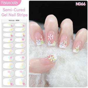 20 Tips Semi-Cured Gel Nail Strips N061-N078 Nail Sticker Harunouta N066