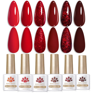 6 Colors Christmas Berry Wine Series Gel Polish Set 7ml Gel Nail Polish BORN PRETTY