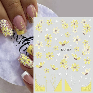 Multicolor Flowers Embossed 3D Nail Stickers MO368 Nail Sticker No Brand