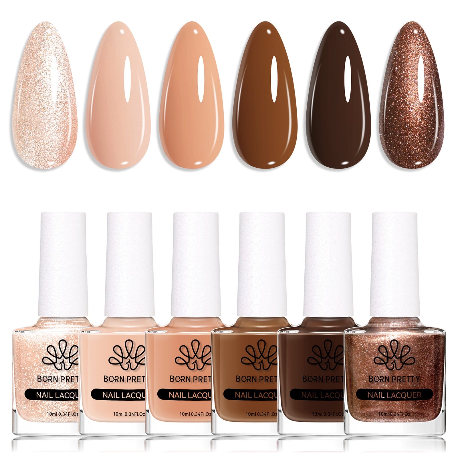 6 Colors Nude Brown Nail Polish Set 10ml Nail Polish BORN PRETTY