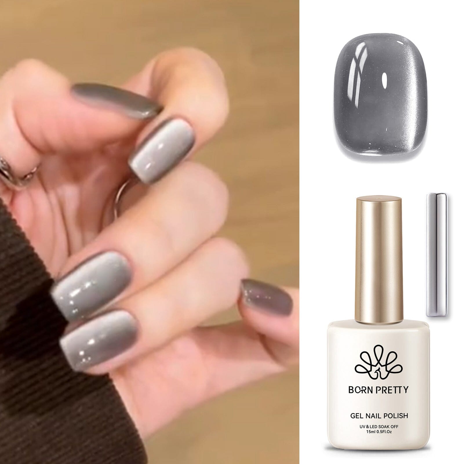 Moonlight Cat Magnetic Gel - Gray 15ml Gel Nail Polish BORN PRETTY