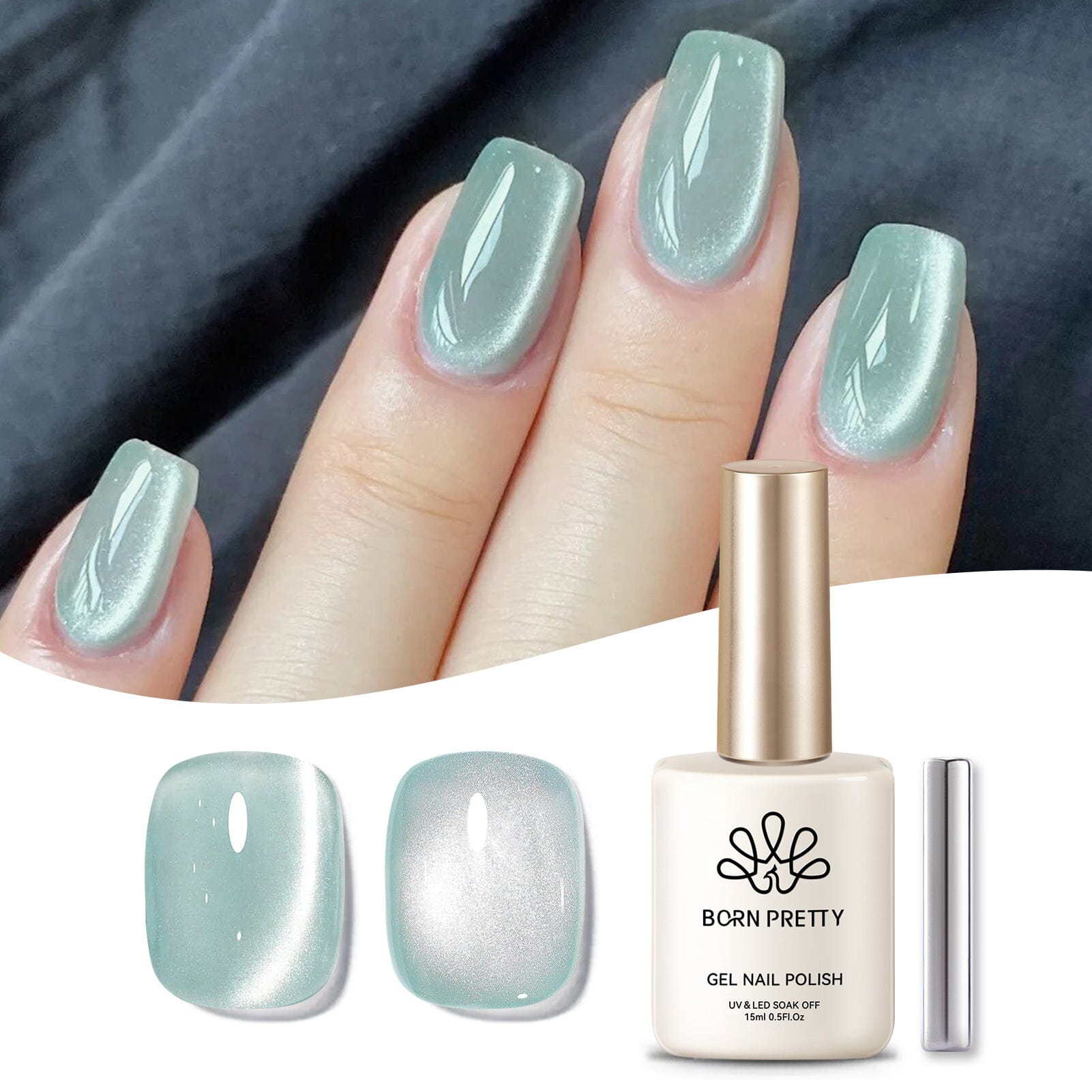 Green Moonlight Cat Magnetic Gel 15ml Gel Nail Polish BORN PRETTY