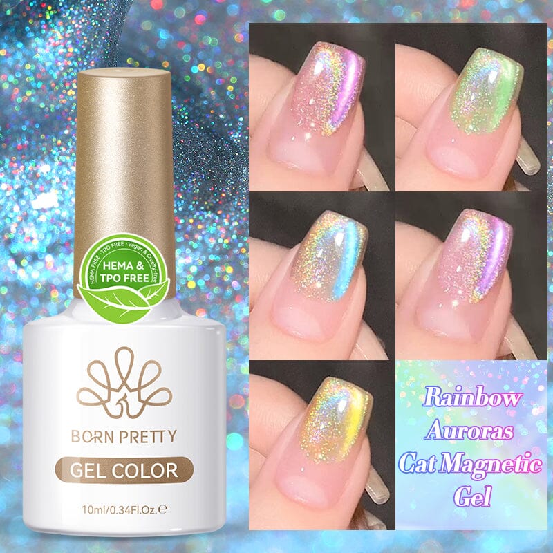 Auroras Cat Magnetic Gel Rainbow Candy 10ml HEMA/TPO FREE Gel Nail Polish BORN PRETTY