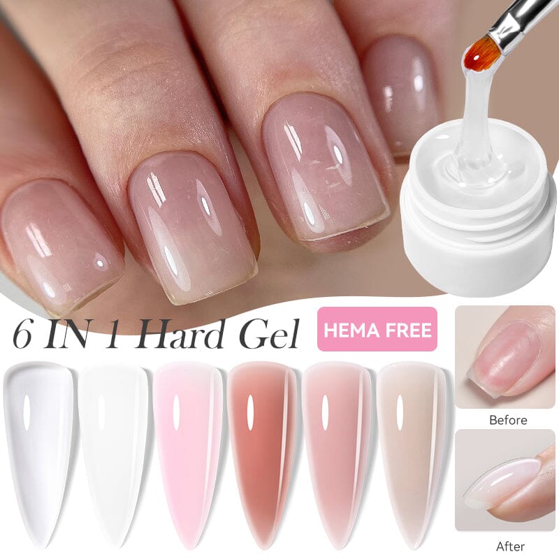 6 in 1 Hard Gel 8ml Extension Nail Gel LILYCUTE 6 Colors