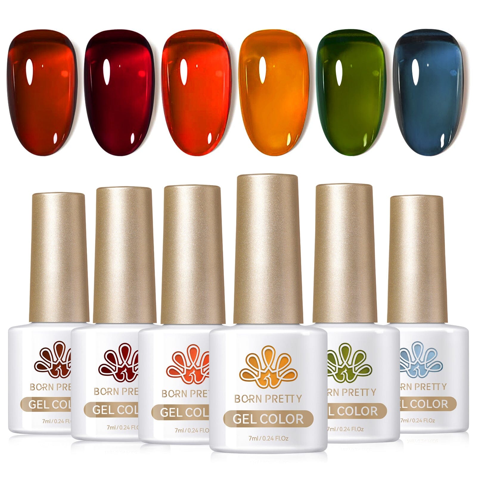 6 Colors Amber Glow Jelly Gel Polish Set 7ml Gel Nail Polish BORN PRETTY