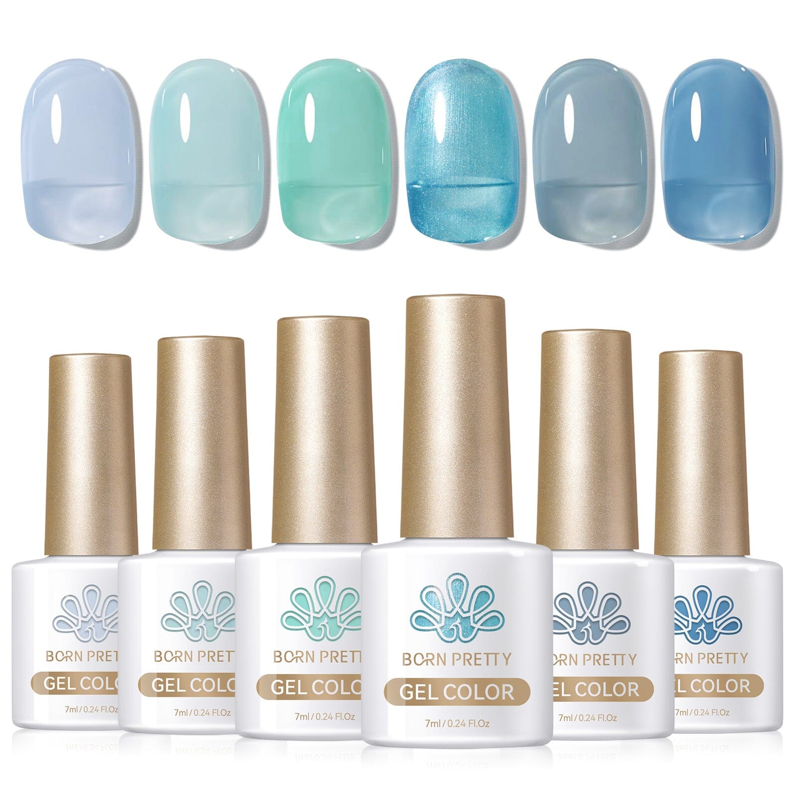 6 Colors Jelly Gel J34 Misty Blue 7ml Gel Nail Polish BORN PRETTY