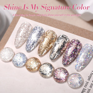 6 Colors Silver Gold Nail Glitter Sequins Gel Polish Set 7ml Gel Nail Polish BORN PRETTY