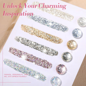 6 Colors Silver Gold Nail Glitter Sequins Gel Polish Set 7ml Gel Nail Polish BORN PRETTY