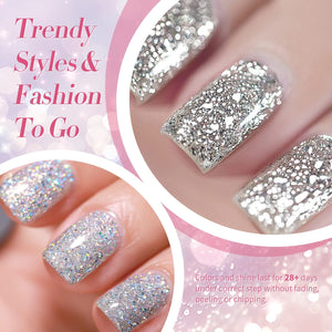 6 Colors Silver Gold Nail Glitter Sequins Gel Polish Set 7ml Gel Nail Polish BORN PRETTY