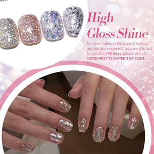 6 Colors Silver Gold Nail Glitter Sequins Gel Polish Set 7ml Gel Nail Polish BORN PRETTY