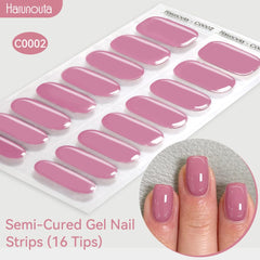 16 Tips Semi-Cured Gel Nail Strips C001-C056 Nail Sticker Harunouta C002