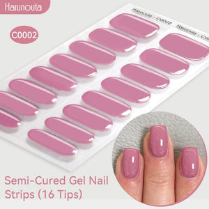 16 Tips Semi-Cured Gel Nail Strips C001-C056 Nail Sticker Harunouta C002