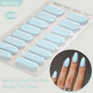 16 Tips Semi-Cured Gel Nail Strips C001-C056 Nail Sticker Harunouta C020