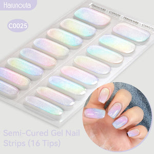 16 Tips Semi-Cured Gel Nail Strips C001-C056 Nail Sticker Harunouta C025