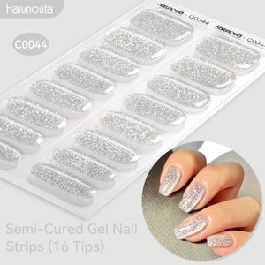 16 Tips Semi-Cured Gel Nail Strips C001-C056 Nail Sticker Harunouta C044