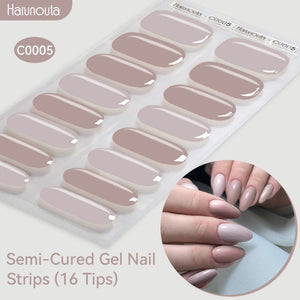 16 Tips Semi-Cured Gel Nail Strips C001-C056 Nail Sticker Harunouta C005