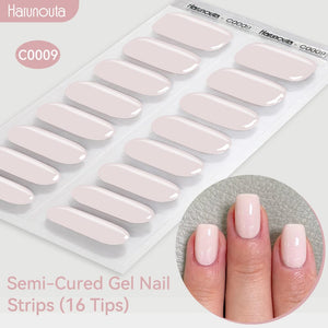 16 Tips Semi-Cured Gel Nail Strips C001-C056 Nail Sticker Harunouta C009