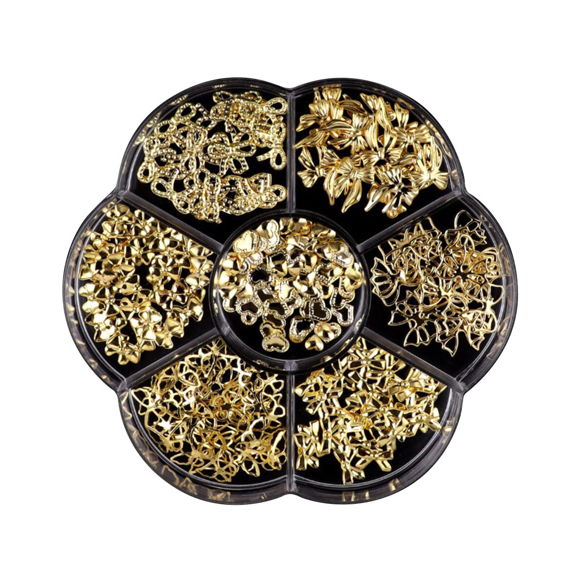 7 Grids Gold Metal Decorations #01 Bowknot Heart No Brand