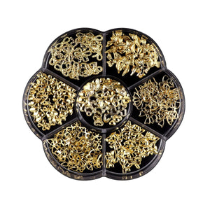 7 Grids Gold Metal Decorations #01 Bowknot Heart No Brand