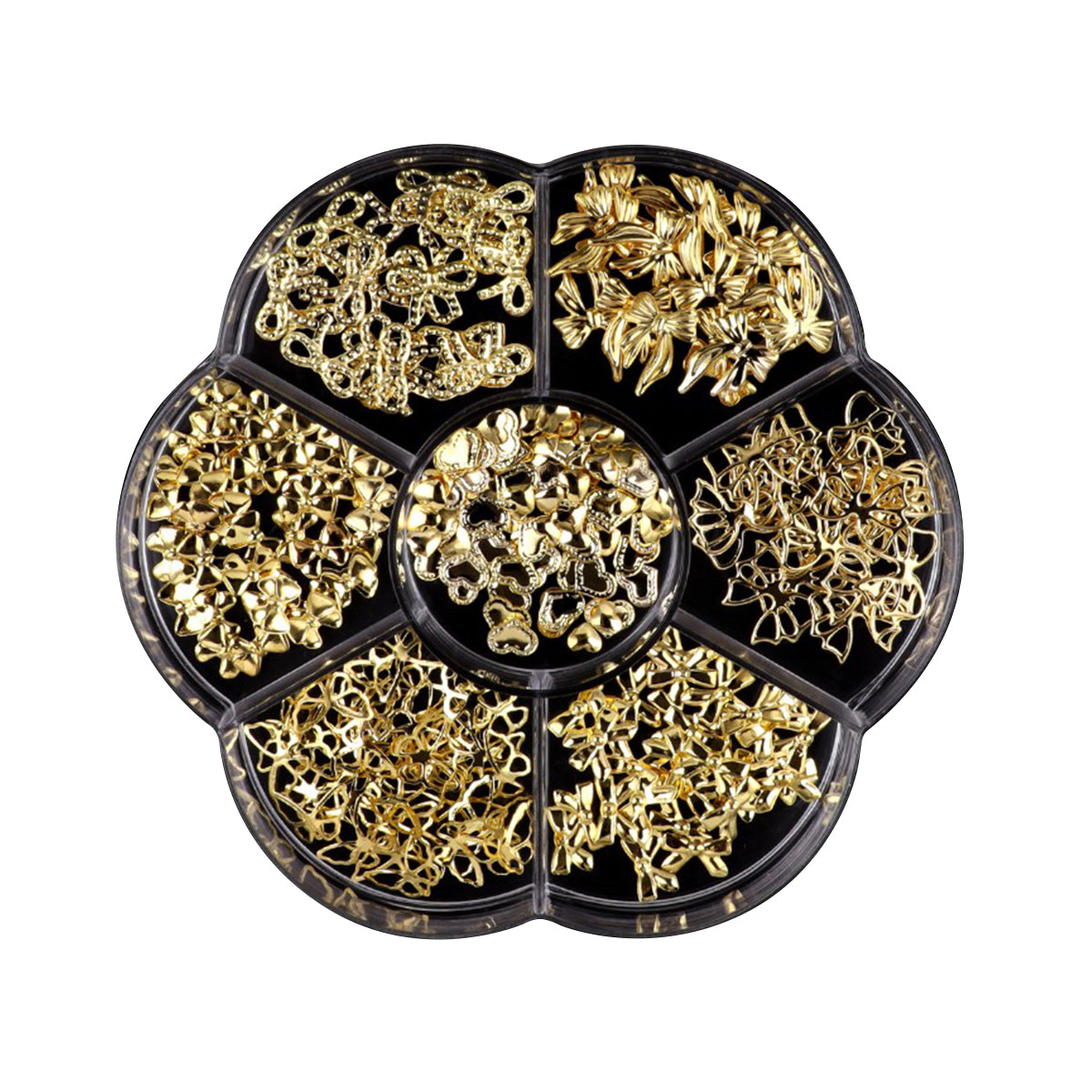 7 Grids Gold Metal Decorations #01 Bowknot Heart