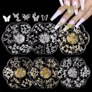 7 Grids Gold Metal Decorations #01 Bowknot Heart No Brand