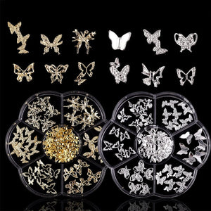 7 Grids Gold Metal Decorations #01 Bowknot Heart No Brand