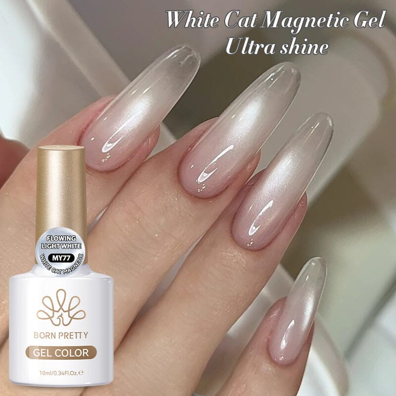 Cat Magnetic Gel MY77 Flowing Light White 10ml Gel Nail Polish BORN PRETTY