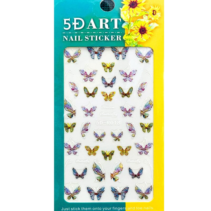 Multicolor Butterfly Embossed 5D Nail Stickers 5D-R018 #03 Nail Sticker No Brand