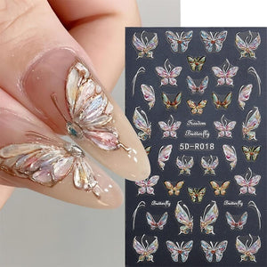 Multicolor Butterfly Embossed 5D Nail Stickers 5D-R018 #03 Nail Sticker No Brand