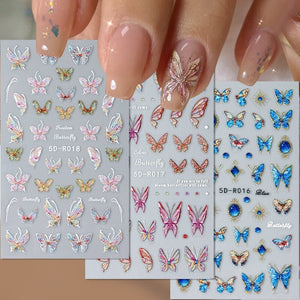 Multicolor Butterfly Embossed 5D Nail Stickers 5D-R017 #02 Nail Sticker No Brand