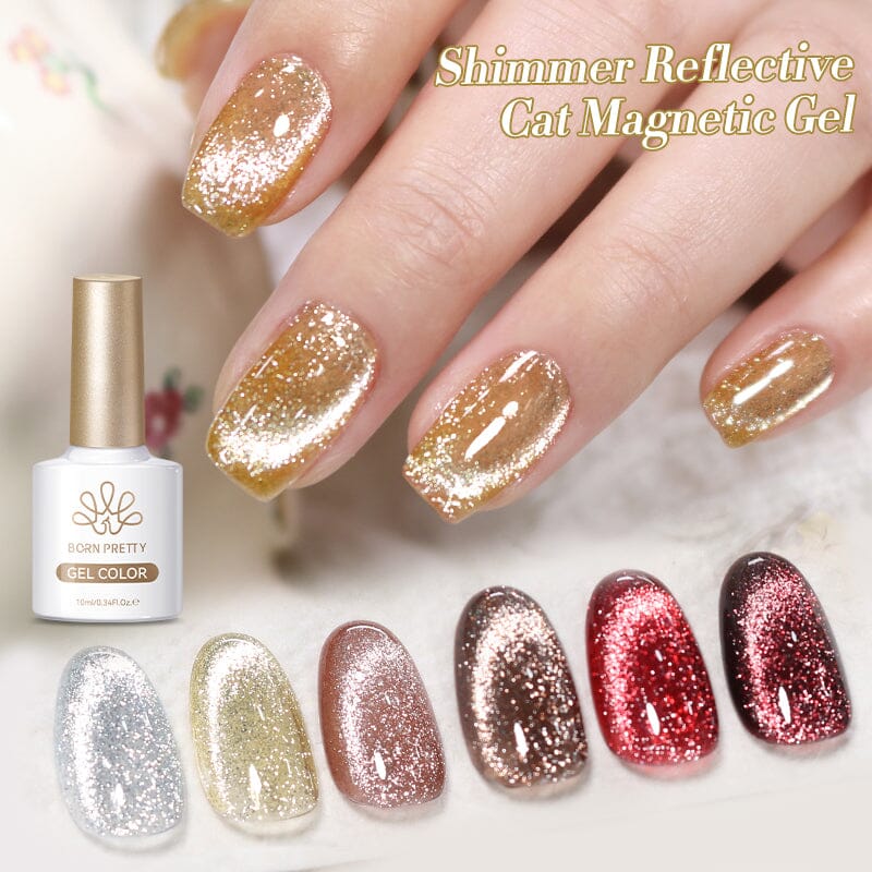 Reflective Cat Magnetic Gel Polish Quantum Pulse 10ml Gel Nail Polish BORN PRETTY 6 Colors
