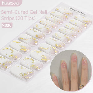20 Tips Semi-Cured Gel Nail Strips N079-N088 Nail Sticker Harunouta N088
