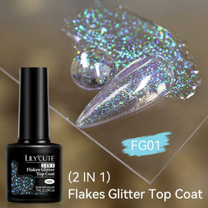 Flakes Glitter Top Coat FG01 7ml Base & Top Coat LILYCUTE